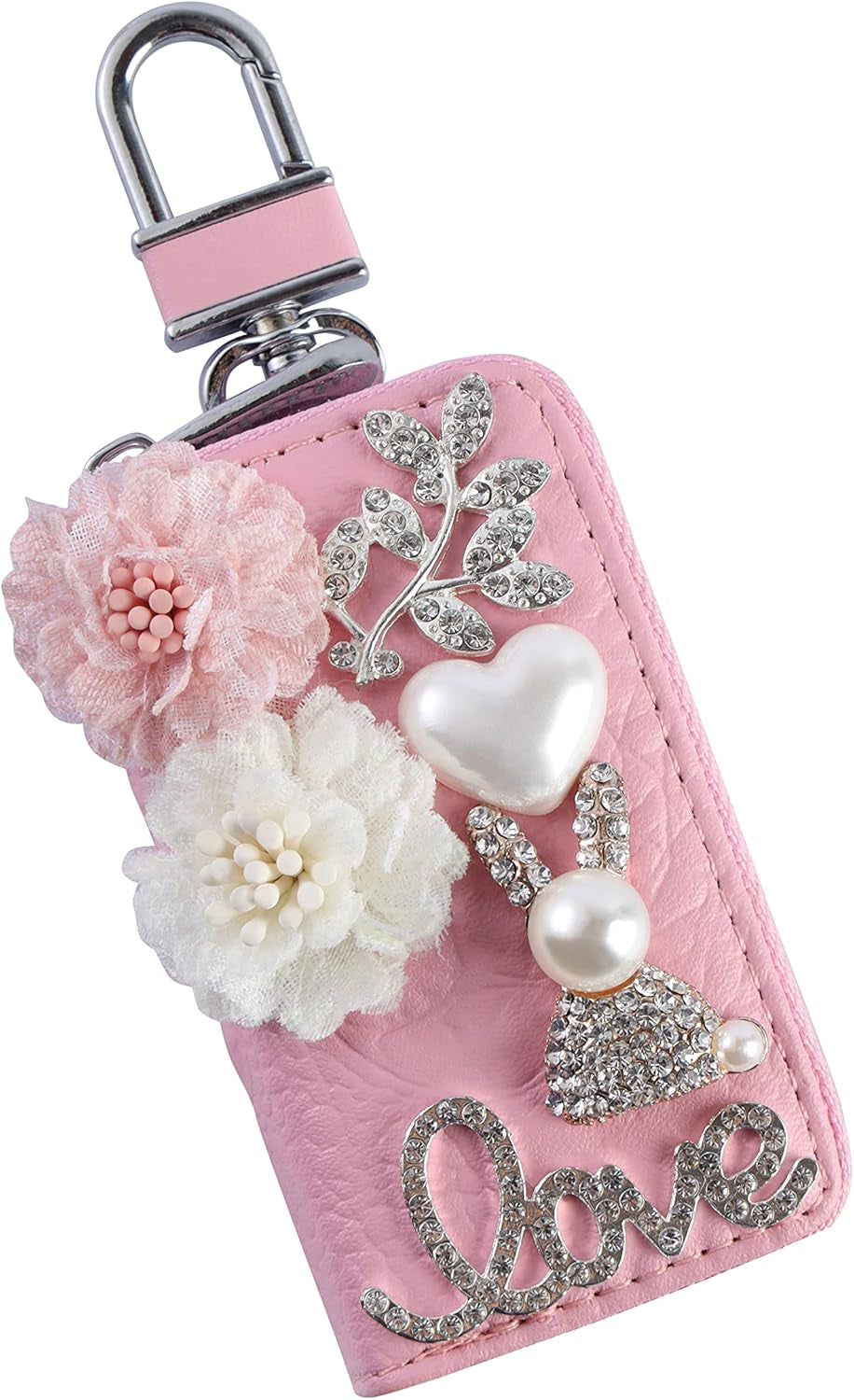 Car Key Case Holder Key Fob Protector Leather Car Smart Key Chain Holder Keyring Zipper Bag Key Fob Cover Case