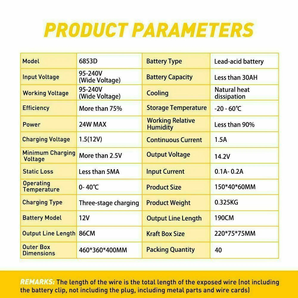 1500mAh Smart Automatic 12V Car Battery Charger - Portable Trickle Maintainer for Effortless Charging