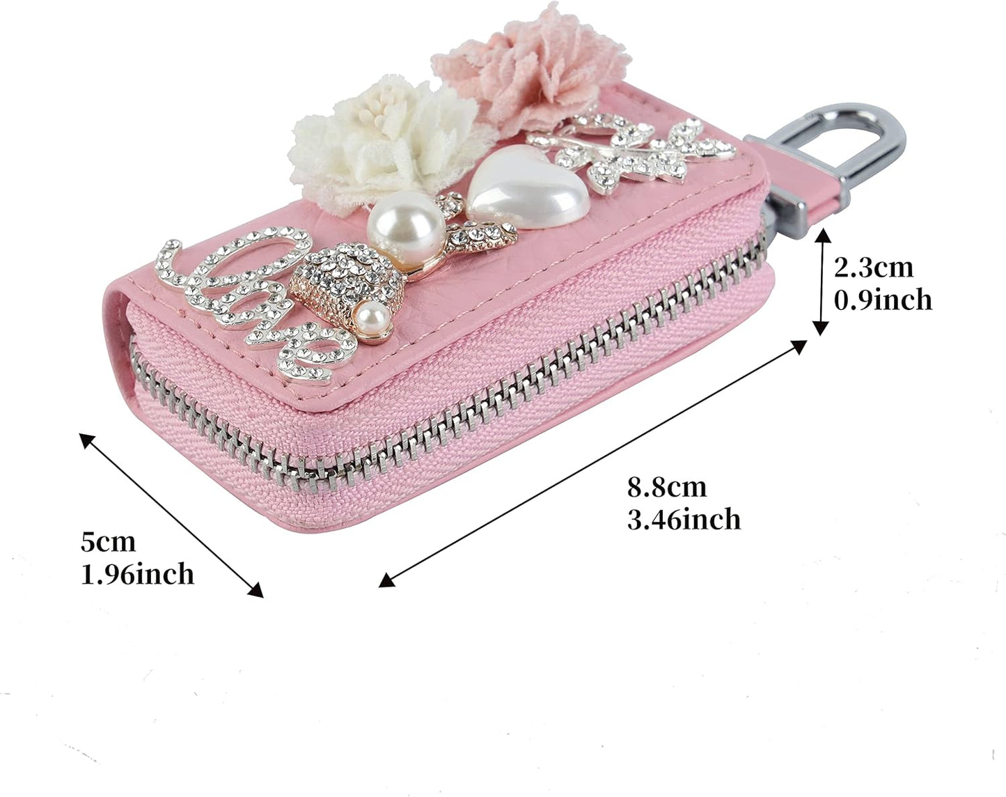Car Key Case Holder Key Fob Protector Leather Car Smart Key Chain Holder Keyring Zipper Bag Key Fob Cover Case