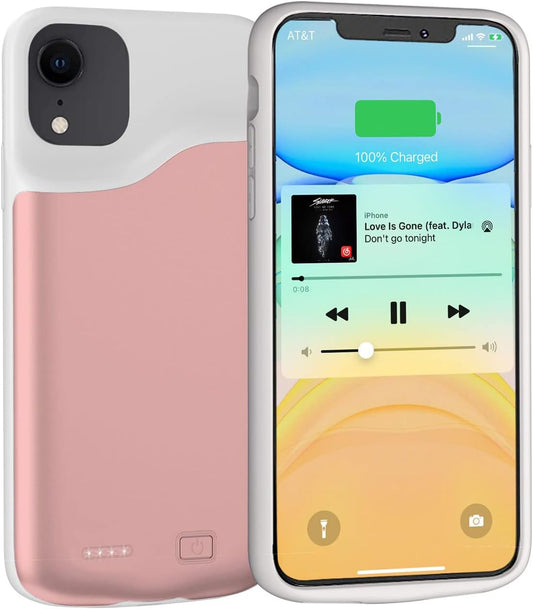 Battery Case for Iphone XR (7000Mah) Ultra-Slim Protective Portable Charging Case Battery Case Rechargeable Charger Case Compatible for Iphone XR Pink