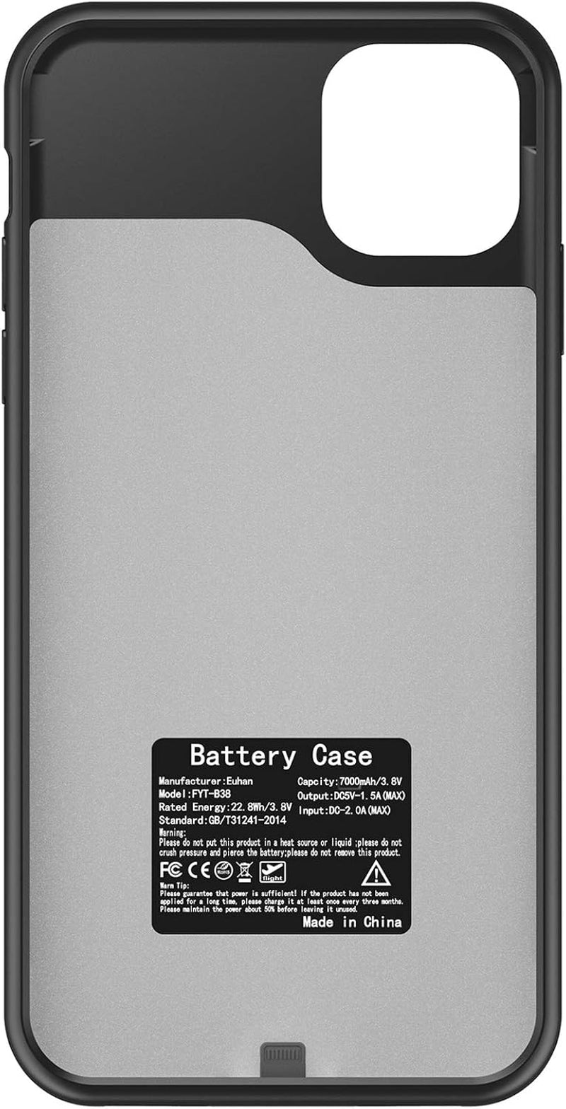 Battery Case for Iphone 12/12 Pro, [Upgraded] 7000Mah Rechargeable Portable Charging Case for Iphone 12/12 Pro (6.1 Inch) Extended Battery Pack Protective Charger Case (Black)