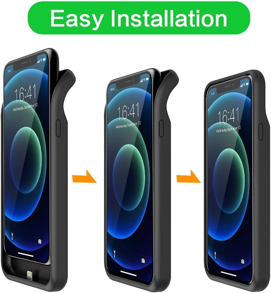 Battery Case for Iphone 12/12 Pro, [Upgraded] 7000Mah Rechargeable Portable Charging Case for Iphone 12/12 Pro (6.1 Inch) Extended Battery Pack Protective Charger Case (Black)
